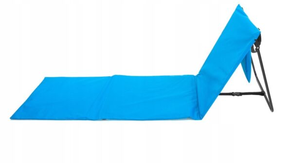 Sezlong de plaja pliabil, spatar cu cadru metalic, reglabil, 150x47x48 cm, albastru - Image 3