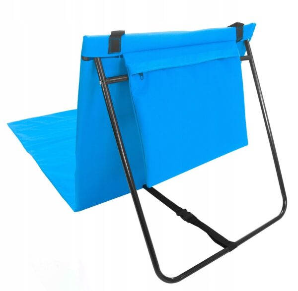 Sezlong de plaja pliabil, spatar cu cadru metalic, reglabil, 150x47x48 cm, albastru - Image 4