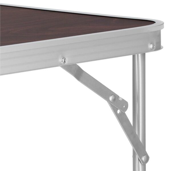 Összecsukható kempingasztal készlet MDF lap 4 székkel, 120x60x60/70cm, fekete barna - Image 5