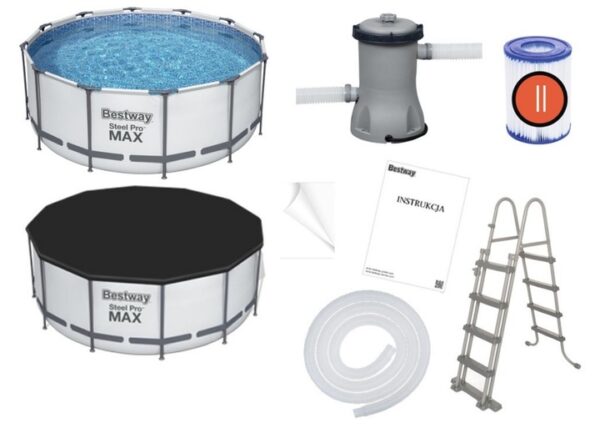 Piscina cadru metalic Bestway, 366x122cm, 10.250 litri, cu pompa de filtrare, scara si prelata - Image 6