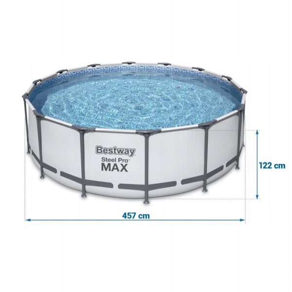 Piscina cadru metalic Bestway, 457x122cm, 16.000 litri, cu pompa de filtrare, scara si prelata - Image 6