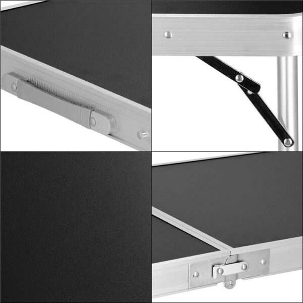 Masa camping pliabila cu spatiu depzoitare si cadru din aluminiu, blat MDF, 120x47x62/71cm, gri - Image 5