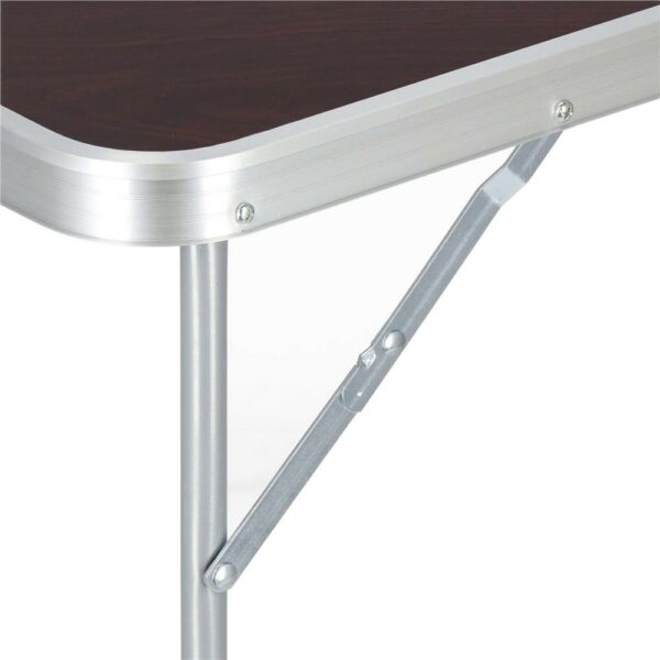 Összecsukható kempingasztal készlet MDF lap 4 székkel, 120x60x60/70cm, fekete barna - Image 6