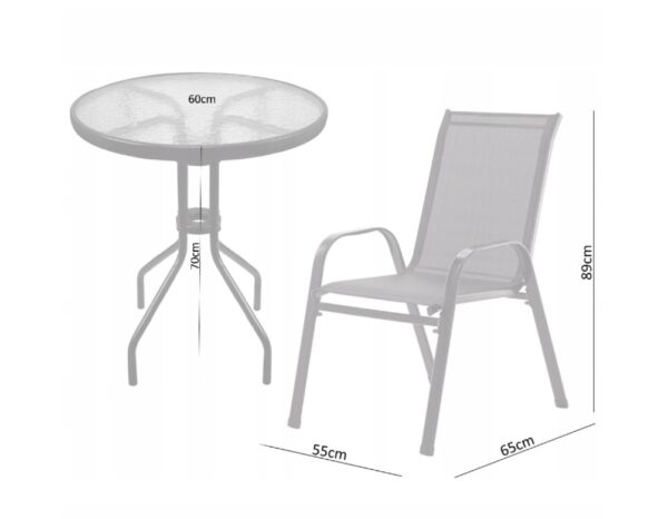 Sersimo Torino kerti bútorkészlet, 2 szék, 1 asztal, antracitszürke - Image 7