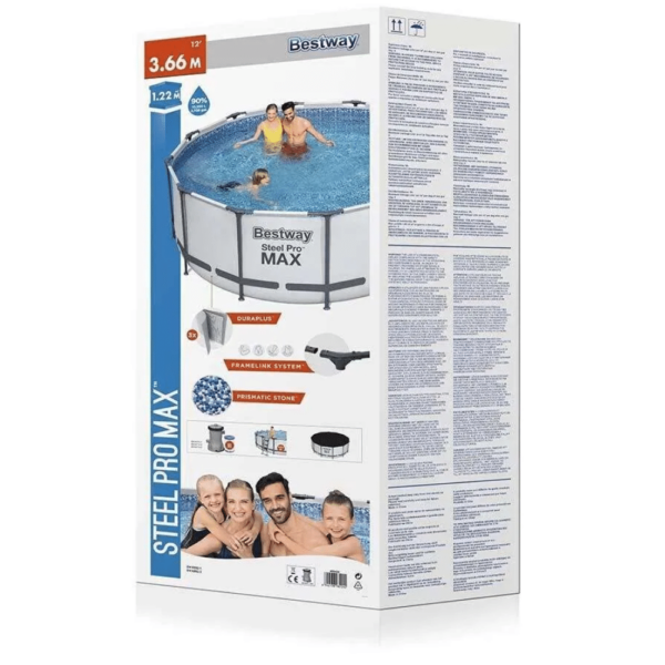 Piscina cadru metalic Bestway, 366x122cm, 10.250 litri, cu pompa de filtrare, scara si prelata - Image 9