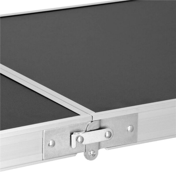 Masa camping pliabila cu spatiu depzoitare si cadru din aluminiu, blat MDF, 120x47x62/71cm, gri - Image 7