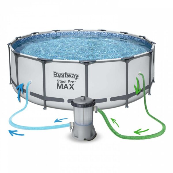 Piscina cadru metalic Bestway, 457x122cm, 16.000 litri, cu pompa de filtrare, scara si prelata - Image 8