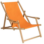 (DL) SERSIMO-impregnált bükkfa összecsukható nyugágy pohártartóval, 120kg, narancs