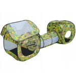 3 az 1-ben játszótér gyerekeknek, multifunkcionális, ház, alagút és sátor, 230x70x85cm, terepszínű