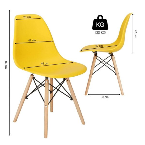 Set 4 scaune dining Scandinav pentru bucatarie, 38x42x82cm, galben - Image 16