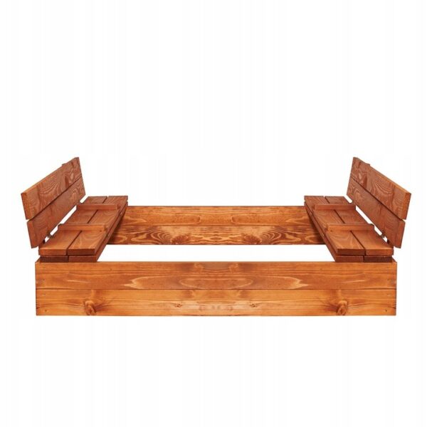 Lada de nisip din lemn cu capac transformabil in bancuta, 120x120cm - Image 8