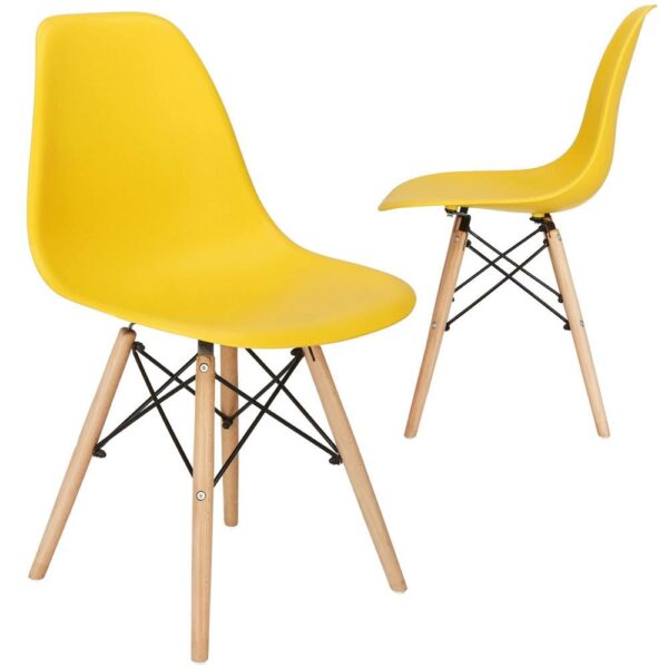 Set 4 scaune dining Scandinav pentru bucatarie, 38x42x82cm, galben - Image 5