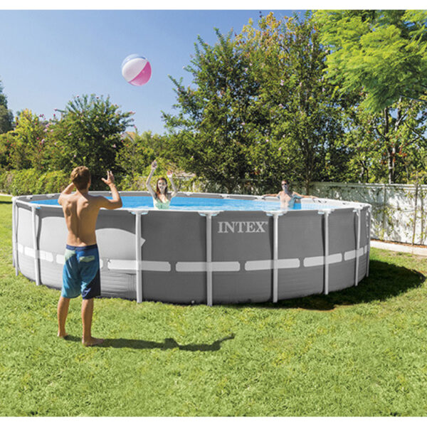 Piscina cadru metalic Intex Prism Frame, 457x107cm, 14.600 litri, cu pompa de filtrare, scara, covor si prelata - Image 8