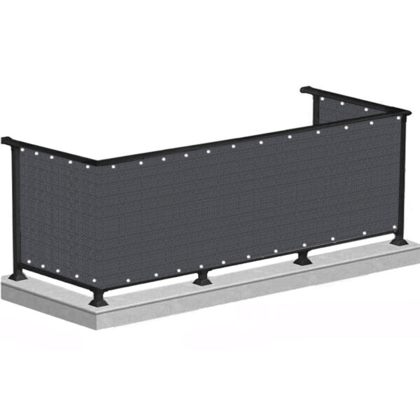 Paravan de balcon impermeabil poliester, 90x300cm, gri grafit