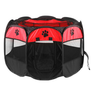 Összecsukható kennel házi kedvenceknek, átmérője 70cm, fekete piros