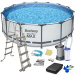Piscina cadru metalic Bestway, 488x122cm, 19.500 litri, cu pompa de filtrare, scara si prelata