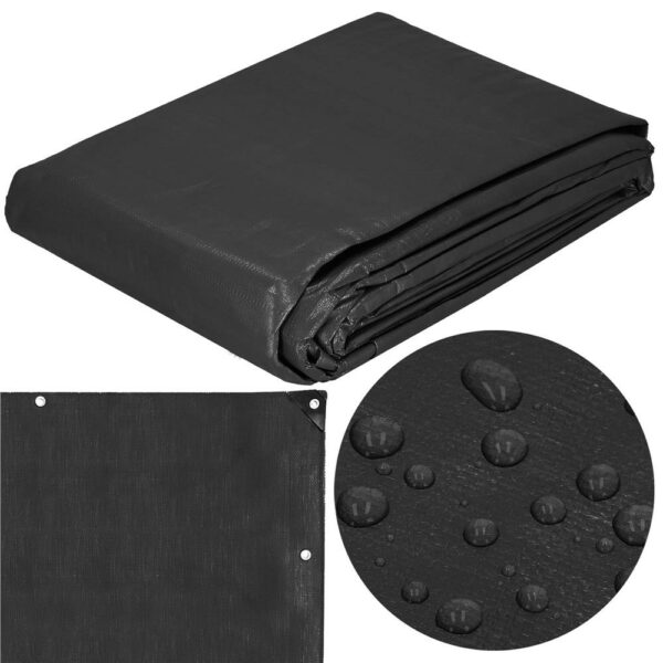 Prelata din polietilena impermeabila laminata, 210g/m2, 3x4m, negru - Image 2