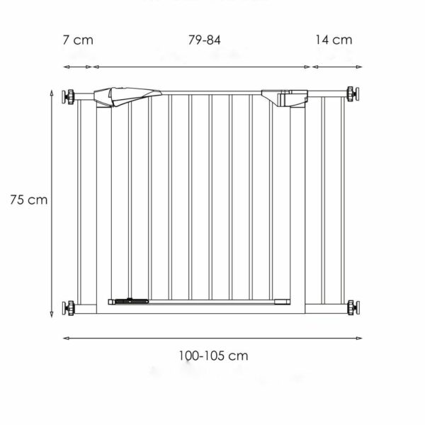 Poarta de siguranta Safety Gate pentru scari, ajustabila 100-105 cm, din otel, gri - Image 2