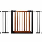 Poarta de siguranta Safety Gate pentru scari, ajustabila 117-124 cm, din otel si lemn, negru maro