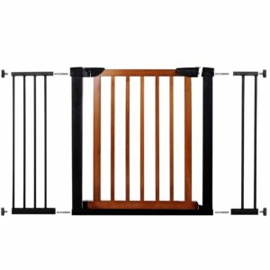 Poarta de siguranta Safety Gate pentru scari, ajustabila 117-124 cm, din otel si lemn, negru maro