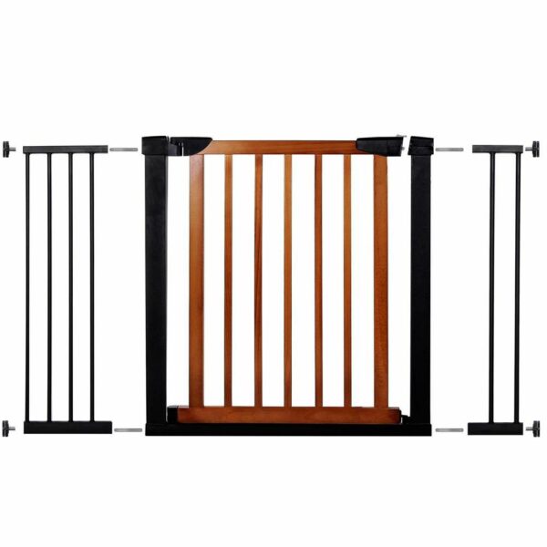 Poarta de siguranta Safety Gate pentru scari, ajustabila 117-124 cm, din otel si lemn, negru maro