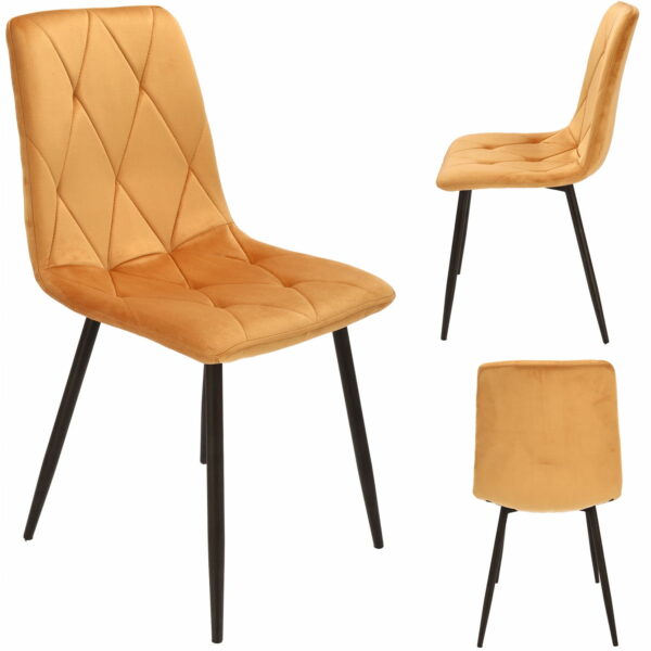 (DL) Scaun dining Piado pentru bucatarie tapitat cu catifea, 44x52x89cm, galben mustar - Image 2