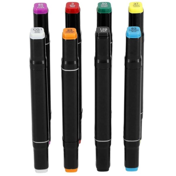 Set 168 de carioci profesionale, markere multicolore, cu cerneala pe baza de alcool, cap dublu - Image 8