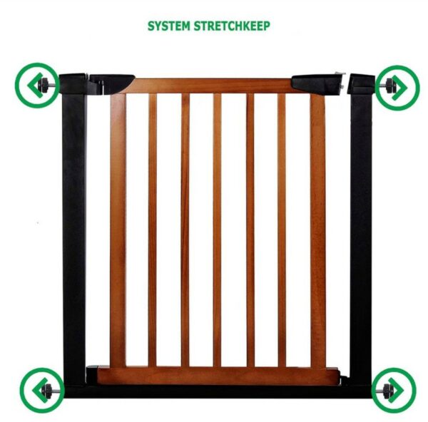 Poarta de siguranta Safety Gate pentru scari, ajustabila 117-124 cm, din otel si lemn, negru maro - Image 8