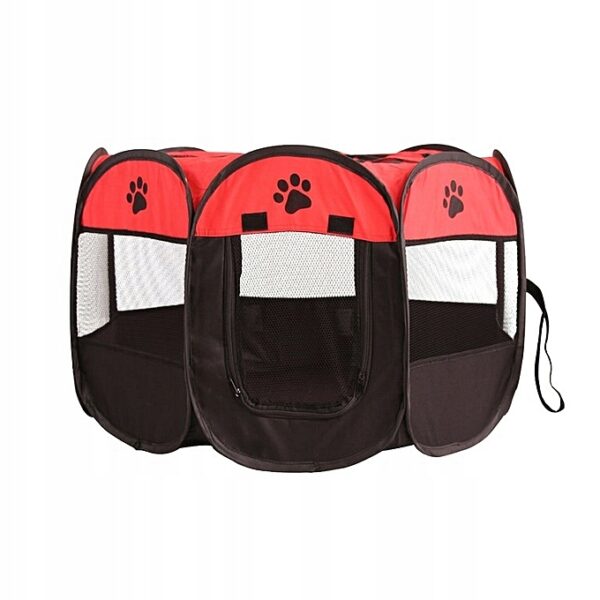 Összecsukható kennel házi kedvenceknek, átmérője 70cm, fekete piros - Image 9