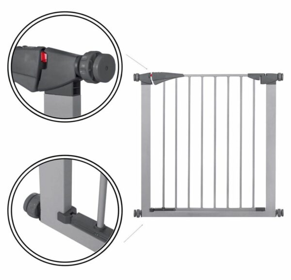 Poarta de siguranta Safety Gate pentru scari, ajustabila 79-84 cm, din otel, gri - Image 5