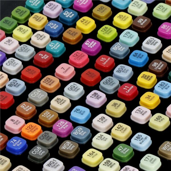 Set 168 de carioci profesionale, markere multicolore, cu cerneala pe baza de alcool, cap dublu - Image 10