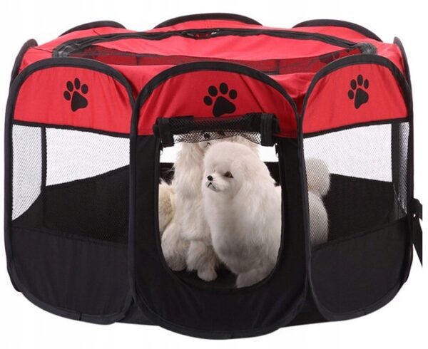 Összecsukható kennel házi kedvenceknek, átmérője 70cm, fekete piros - Image 11