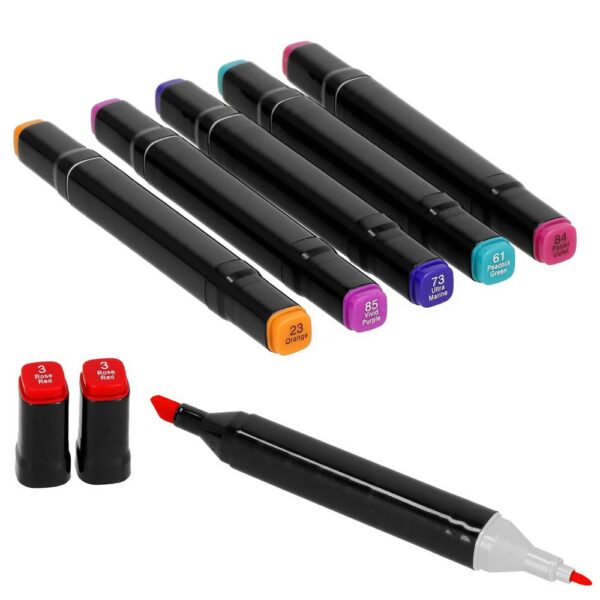 Set 168 de carioci profesionale, markere multicolore, cu cerneala pe baza de alcool, cap dublu - Image 11