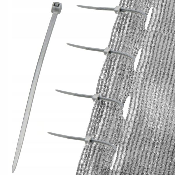 Set 100 bride zimtate din nailon, 2.5x100mm, cu autoblocare, tip colier, pentru fixare si legare, gri - Image 3