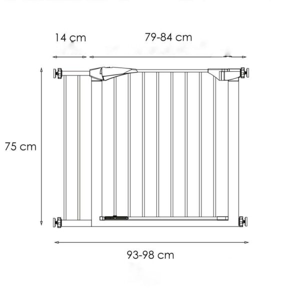 Poarta de siguranta Safety Gate pentru scari, ajustabila 93-98 cm, din otel, gri - Image 4