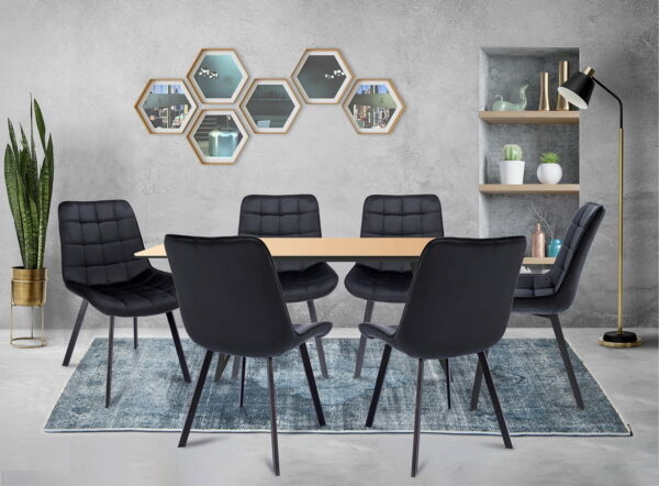 (DL) Scaun dining Adoro pentru bucatarie tapitat cu catifea, 52x62x85cm, negru - Image 3