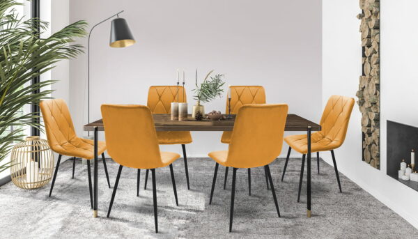 (DL) Scaun dining Piado pentru bucatarie tapitat cu catifea, 44x52x89cm, galben mustar - Image 3