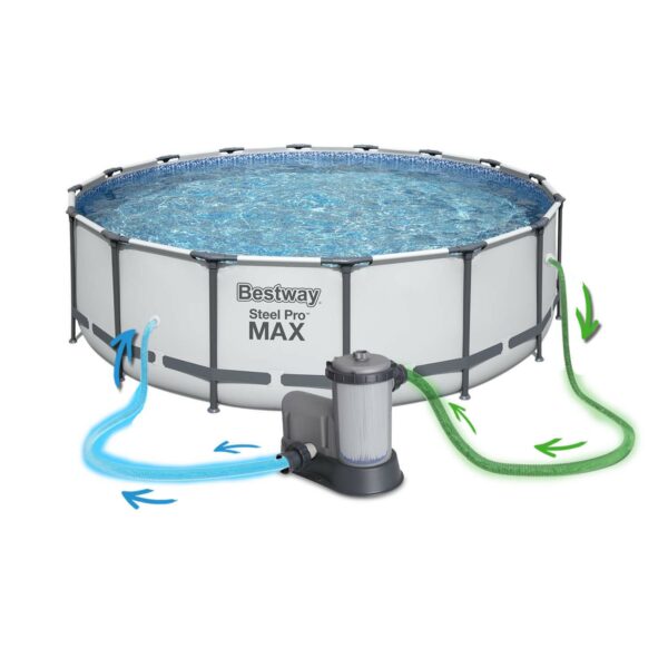 Piscina cadru metalic Bestway, 488x122cm, 19.500 litri, cu pompa de filtrare, scara si prelata - Image 4