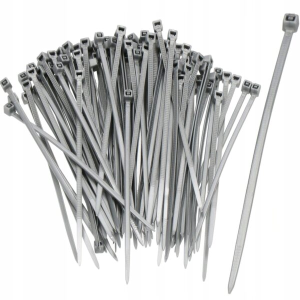 Set 100 bride zimtate din nailon, 2.5x100mm, cu autoblocare, tip colier, pentru fixare si legare, gri - Image 4