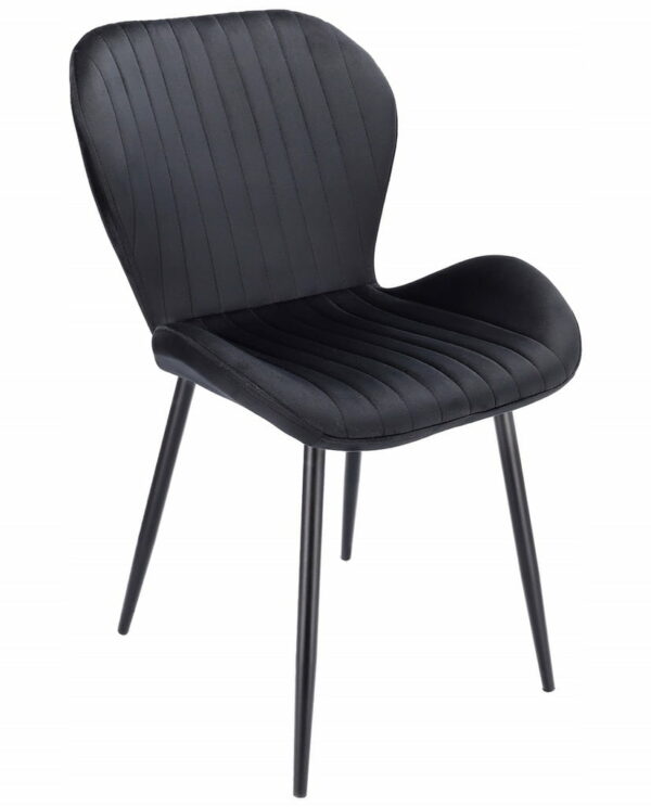 (DL) Scaun dining Veira pentru bucatarie tapitat cu catifea, 52x57x85cm, negru - Image 4