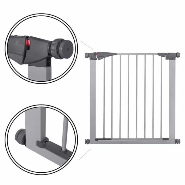 Poarta de siguranta Safety Gate pentru scari, ajustabila 86-91 cm, din otel, gri - Image 4