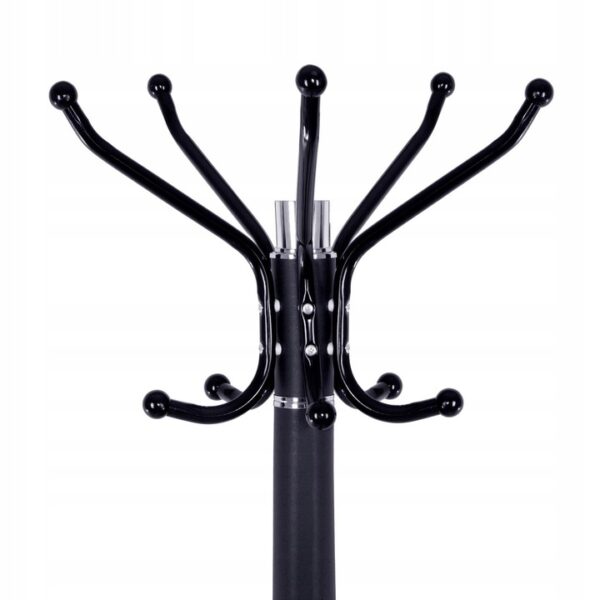 Cuier tip pom din metal cu baza de marmura, 14 agatatoare, 176cm, negru - Image 4