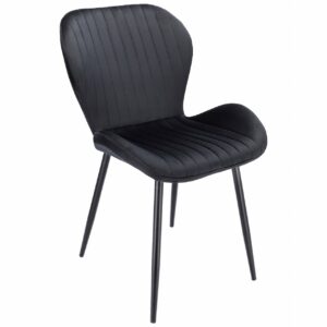 (DL) Scaun dining Veira pentru bucatarie tapitat cu catifea, 52x57x85cm, negru