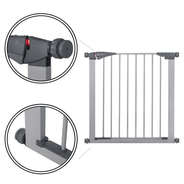 Poarta de siguranta Safety Gate pentru scari, ajustabila 93-98 cm, din otel, gri - Image 7