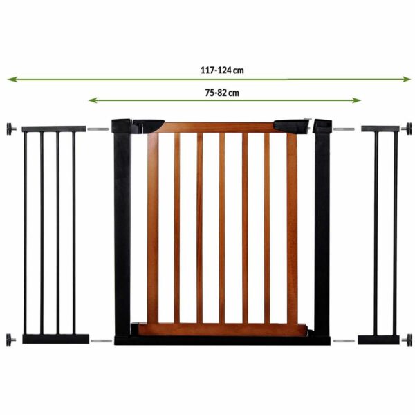 Poarta de siguranta Safety Gate pentru scari, ajustabila 117-124 cm, din otel si lemn, negru maro - Image 7