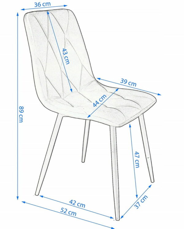(DL) Scaun dining Piado pentru bucatarie tapitat cu catifea, 44x52x89cm, galben mustar - Image 8