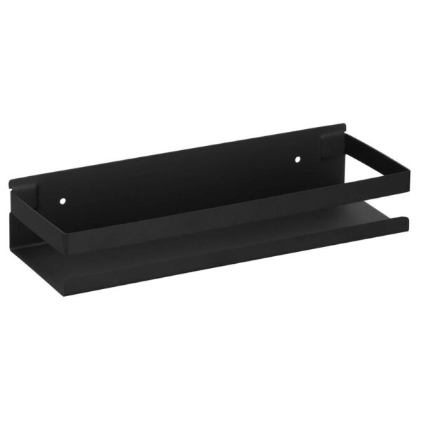 Raft de baie cu 2 sisteme instalare pe perete, aluminiu, 30x10x6cm, negru - Image 2