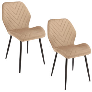 (DL) Set 2 scaune dining Milare pentru bucatarie tapitat cu catifea, 80x58x87cm, bej