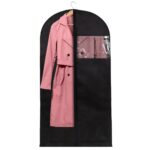 Ruhazsák, vállfához, ablakos vízálló, fekete, 60x150 cm