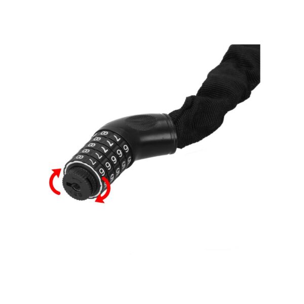 Lant antifurt bicicleta si trotineta, inchidere cifru, lungime 98 cm, Otel, Negru - Image 3